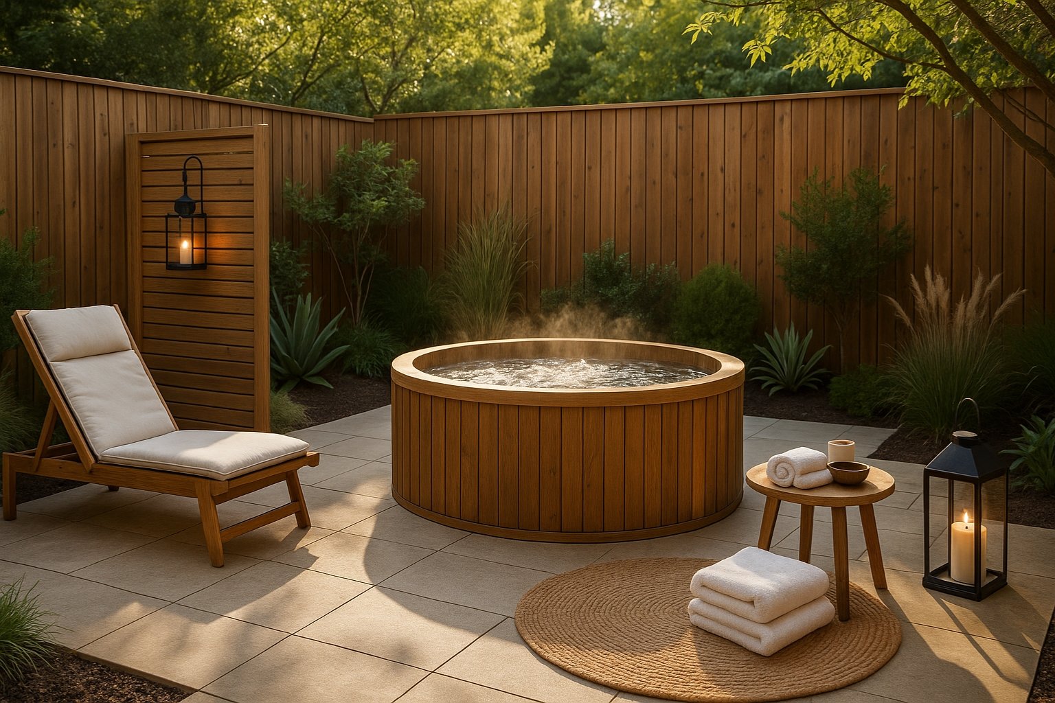 Idée aménagement coin spa extérieur