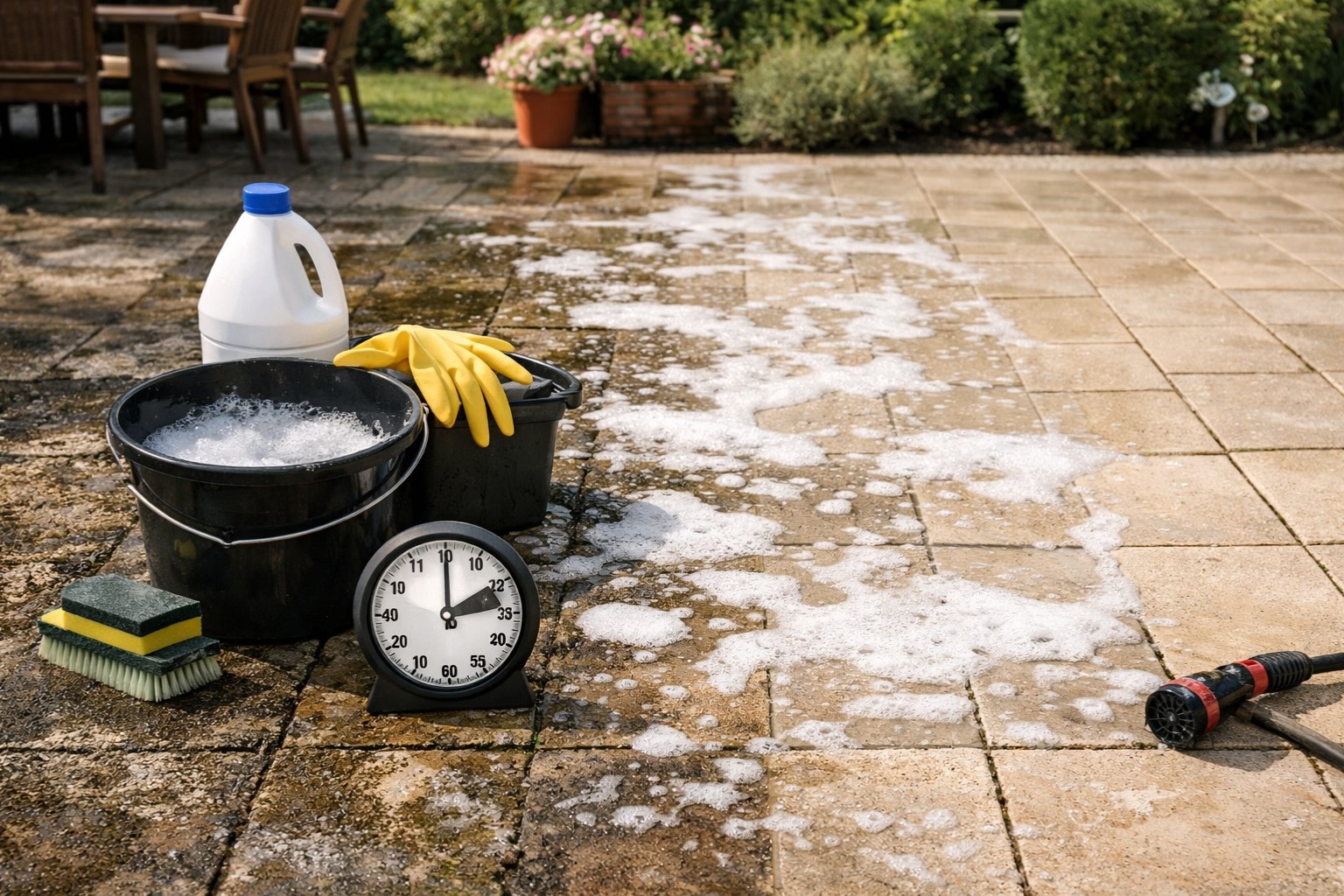 Combien de temps laisser agir eau de javel sur terrasse