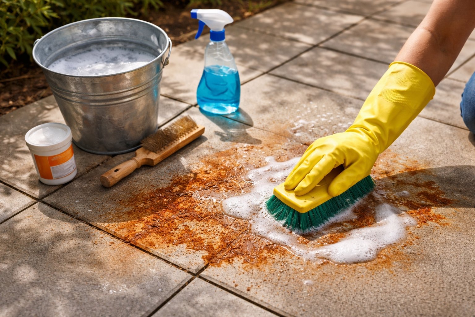 Comment enlever des tâches de rouilles sur une terrasse
