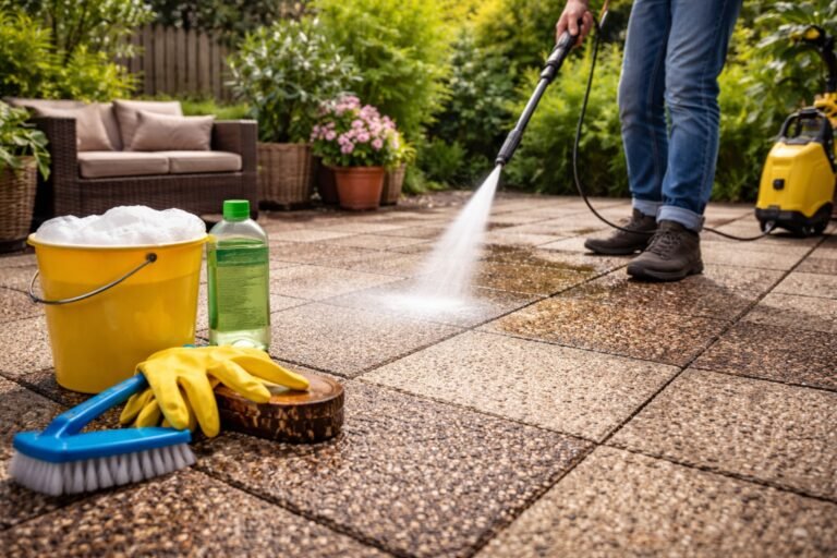 Comment nettoyer des dalles de terrasse gravillonnée