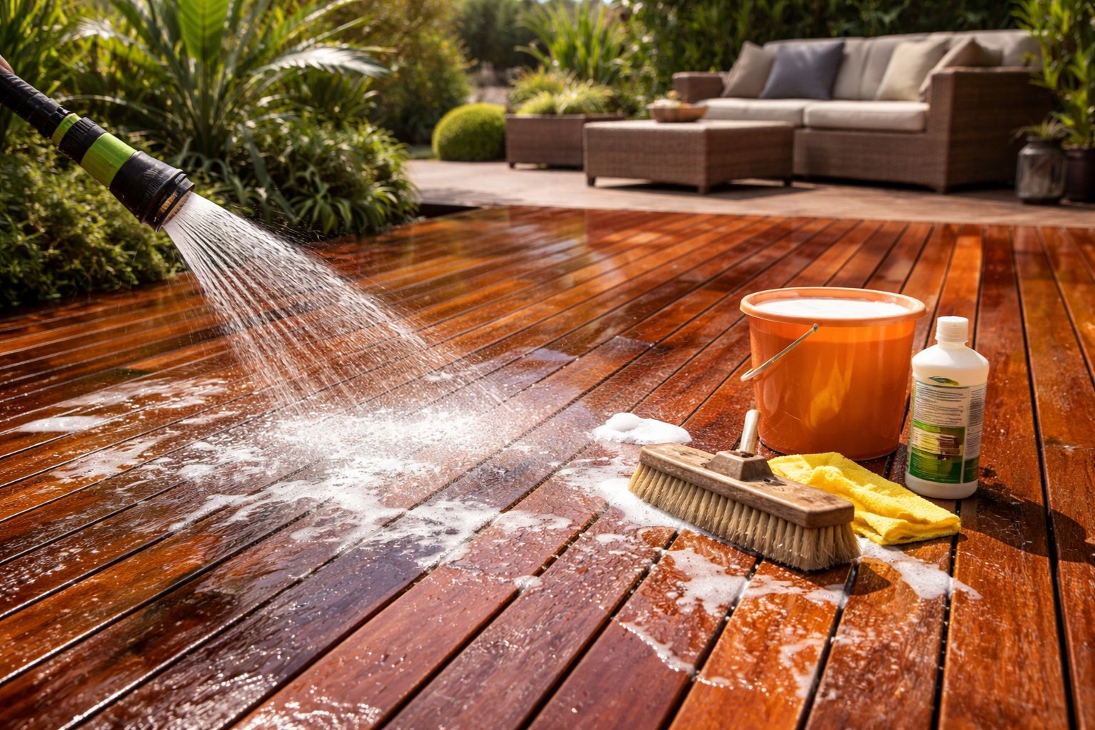 Comment nettoyer une terrasse en bois exotique
