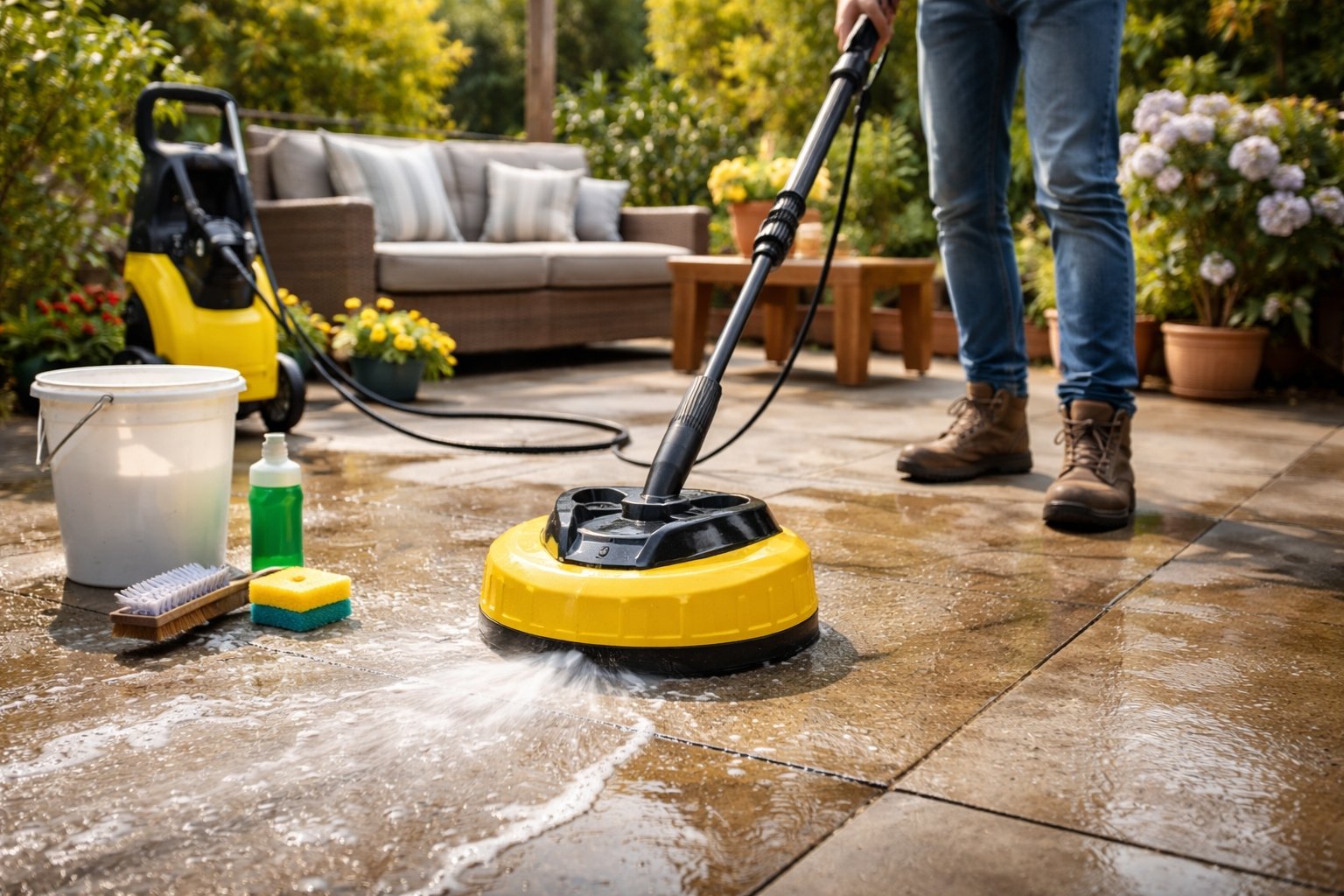 Comment nettoyer une terrasse en ciment