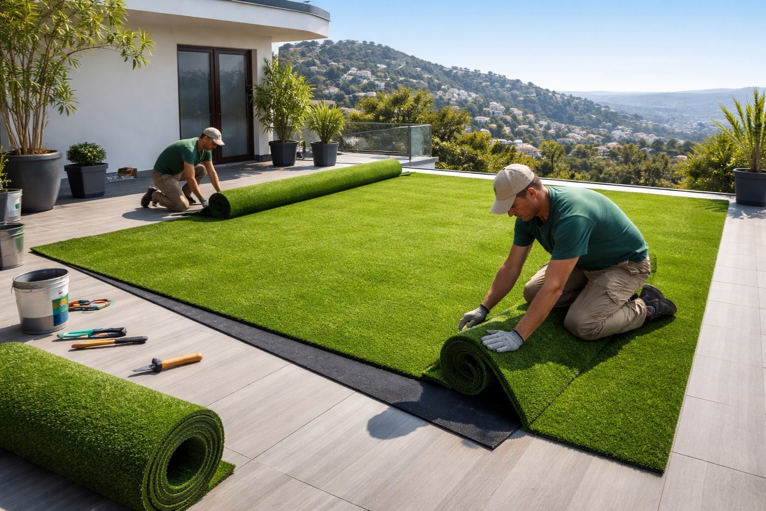 Comment poser du gazon synthétique sur une terrasse
