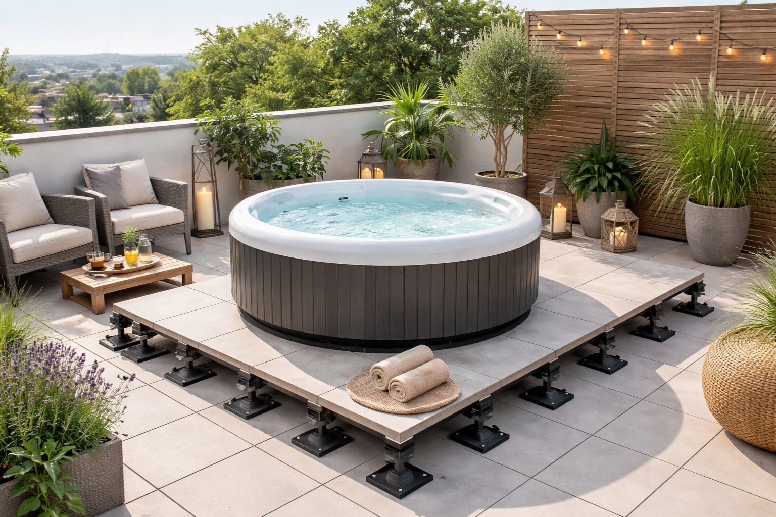 Peut-on mettre un spa sur une terrasse sur plot