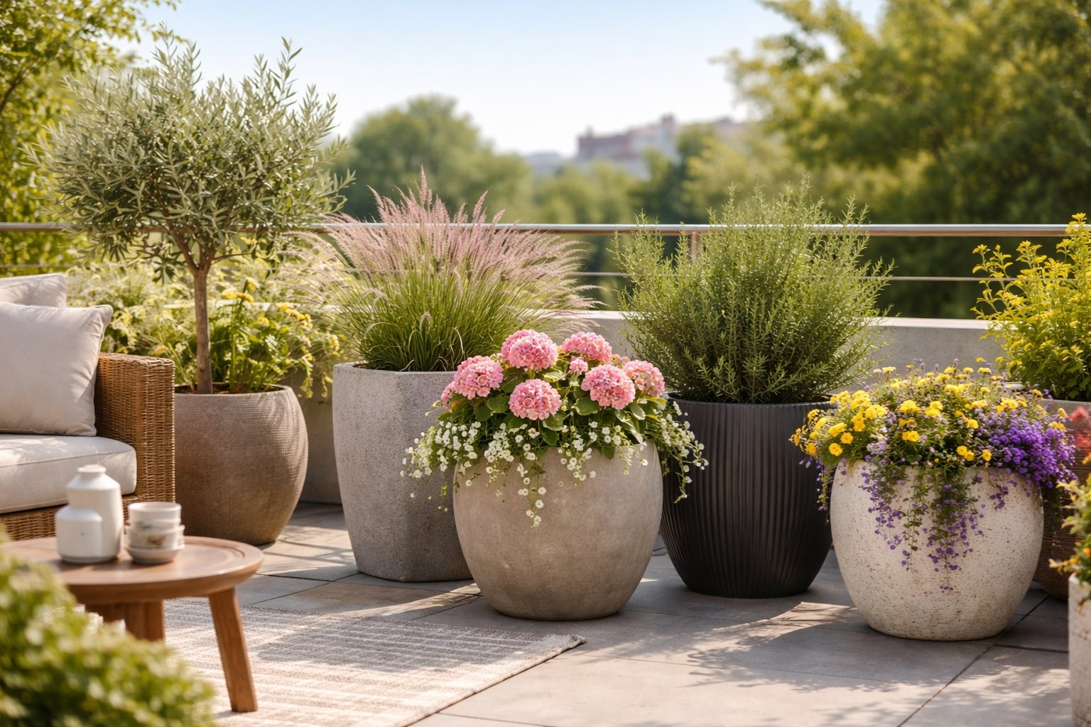 Que mettre dans des grands pots sur une terrasse
